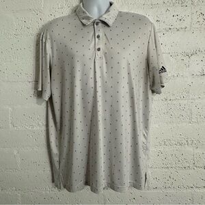 Adidas Mens Polo Shirt L Gray Golf Palm Trees Short Sleeve Stretch N13